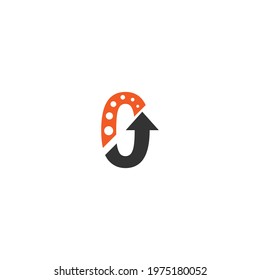 Number zero logo with arrow icon design vector template