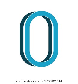 number zero logo in blue color, editable vector