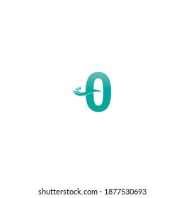 Number zero logo  coconut tree and water wave icon design vector