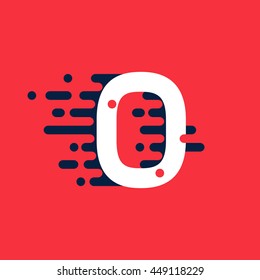 Number zero logo with fast speed lines. Colorful vector design for banner, presentation, web page, card, labels or posters.