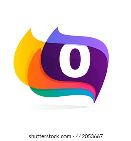 Number zero logo in feather or flags icon. Colorful vector design for banner, presentation, web page, app icon, card, labels or posters.