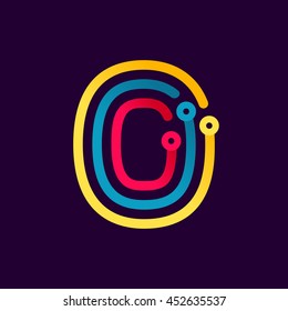 Number zero logo formed by electric line. Vector design for banner, presentation, web page, card, labels or posters.