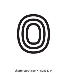 Number zero logo formed by parallel lines. Vector design for banner, presentation, web page, card, labels or posters.