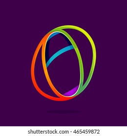 Number zero logo in funny colorful neon line style. Vector design for banner, presentation, web page, card, labels or posters.