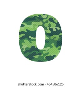 Number zero logo with green camouflage. Vector design for banner, presentation, web page, card, labels or posters.