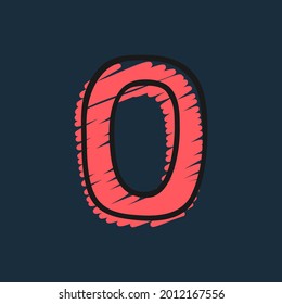 Number zero logo hand-drawn with felt-tip and marker strokes. Perfect to use in any comic strip pages, preschool posters, cute identity, etc.