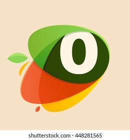 Number Zero Logo In Healthy Food Shapes. Colorful Vector Design For Banner, Presentation, Web Page, App Icon, Card, Labels Or Posters.