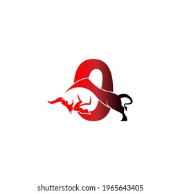 Icono de logotipo de número cero con símbolo de toro de plantilla vector
