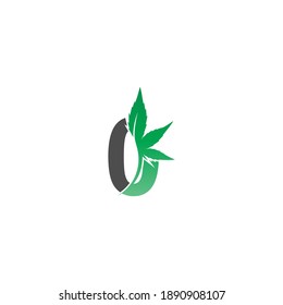 Number zero logo icon with cannabis leaf design vector illustration