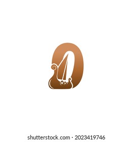 Number zero with logo icon viking sailboat design template illustration