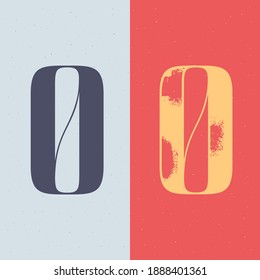 Number zero logo serif style set with elegant line decoration. Vector vintage icon perfect to use in any alcohol labels, glamour posters, luxury identity, etc.