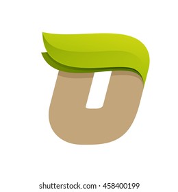 Number zero logo with speed green leaves. Ecology vector design for banner, presentation, card, labels or posters.
