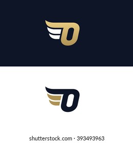 Number zero logo template. Wings design element vector illustration. Corporate branding identity