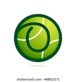 Number zero logo with tennis ball. Sport vector design for banner, presentation, web page, card, labels or posters.