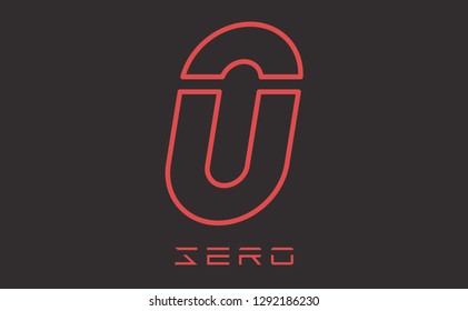 Number zero logo vector illustration. Red number 0 isolated on black background