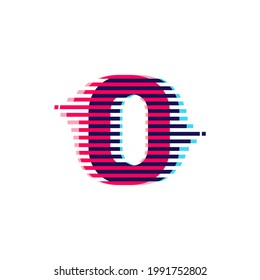 Number zero logo with vibrant line glitch effect. Vector font perfect to use in your nightlife labels, expressive game screen, electronic identity.