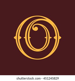 Number zero logo in vintage circle. Luxury vector design for banner, presentation, web page, card, labels or posters.