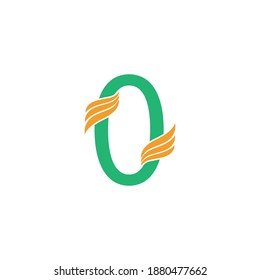 Number zero logo with wing icon design concept illustration