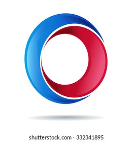 Number zero logo.blue and red glossy style.Vector design template elements for your application or company.