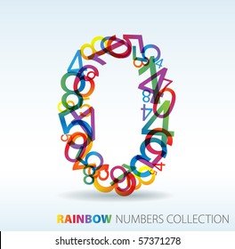 Number zero made from colorful numbers -  check my portfolio for other numbers