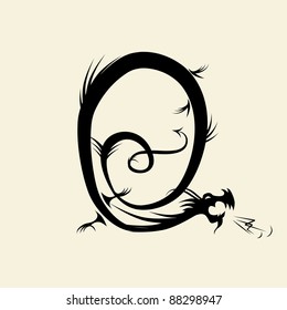 Number zero made from dragon