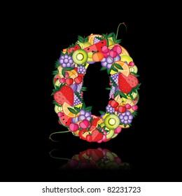 Number zero made from fruits. See others in my gallery