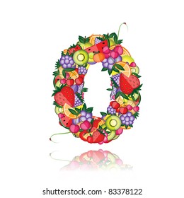 Number zero made from fruits. See others in my gallery