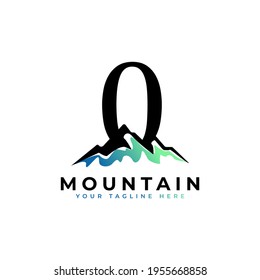 Number Zero Mountain Logo. Explore Mountain Adventure Symbol Company Logo Template Element.