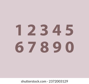 number zero to nine brown and pink. neutral colors. colored numbers. feminine colors, soft colors