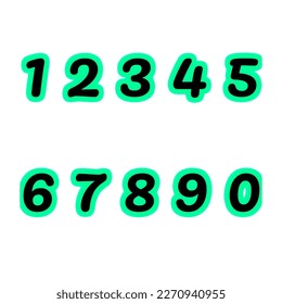 Number zero to nine green black