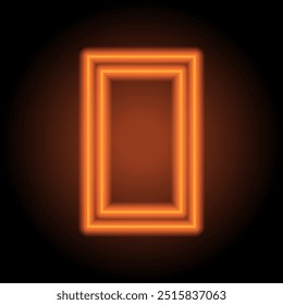 Number zero, numeral simple icon vector. Flat design. Orange neon on black background.ai