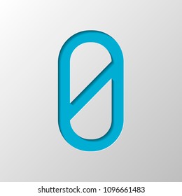 Number zero, numeral, simple letter. Paper design. Cutted symbol with shadow