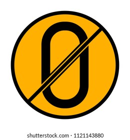 Number zero, numeral, simple letter. not allowed, black object in warning sign with orange background color