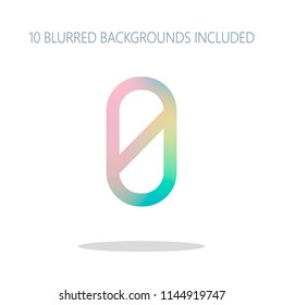 Number zero, numeral, simple letter. Colorful logo concept with simple shadow on white. 10 different blurred backgrounds included