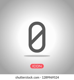 Number zero, numeral, simple letter. Icon under spotlight. Gray background