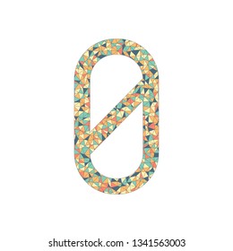 Number zero, numeral, simple letter. Colored mosaic with polygons