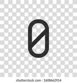 Number zero, numeral, simple letter. Black symbol on transparency grid