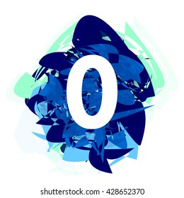 Number zero on blue abstract, 0, numbers template, concept element design, vector illustration