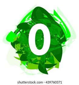 Number zero on green abstract, 0, numbers template, concept element design, vector illustration