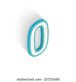 Number zero on white background. Isometric icon. Vector illustration