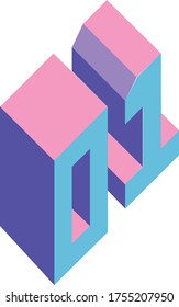 the number zero one in isometric color