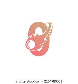Number zero is passed by a falling meteor icon illustration vector 
