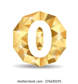 number zero polygon yellow gold