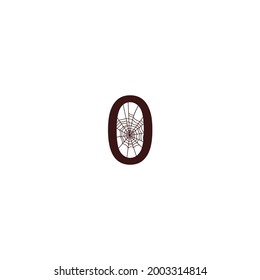 Number zero  with spider web icon design template vector illustration
