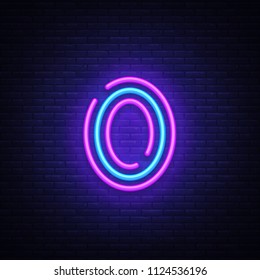 Number Zero symbol neon sign vector. Number Zero template neon icon, light banner, neon signboard, nightly bright advertising, light inscription. Vector illustration