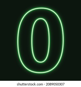 Number Zero symbol sign with neon light. Concept vector template for Night banner, poster, advertising, and light inscription.