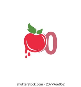 Number zero with tomato icon logo design template illustration vector