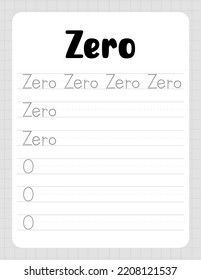 Number Zero. Tracing Worksheet for kids. Learn how to write numbers for Preschool Kids. Practicing motor skills for kids. Printable vector illustration.