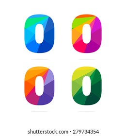 Number zero in trendy polygonal crystal style, vector design template elements