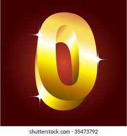 Number zero. Vector golden font